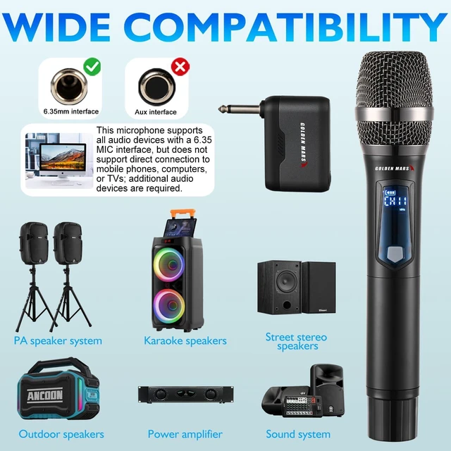 Alt view image 12 of 14 - Wireless Microphone with AI Auto Match Channel, Professional Updated 2.4GHz Rechargeable 2 Pcs Microphones with 300 FT Extra Long Distance Stable Receiving for Karaoke Singing DJ Church Classroom