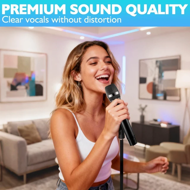 Alt view image 14 of 14 - Wireless Microphone with AI Auto Match Channel, Professional Updated 2.4GHz Rechargeable 2 Pcs Microphones with 300 FT Extra Long Distance Stable Receiving for Karaoke Singing DJ Church Classroom