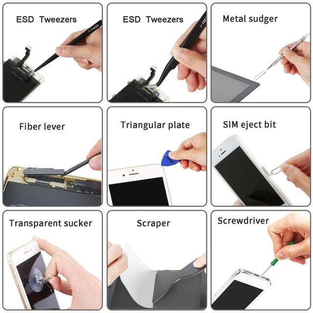 Alt view image 13 of 14 - Professional Electronics Opening Pry Tool Repair Kit with Metal Spudger Non-Abrasive Nylon Spudgers and Anti-Static Tweezers for Cellphone iPhone Laptops Tablets and More, 20 Piece