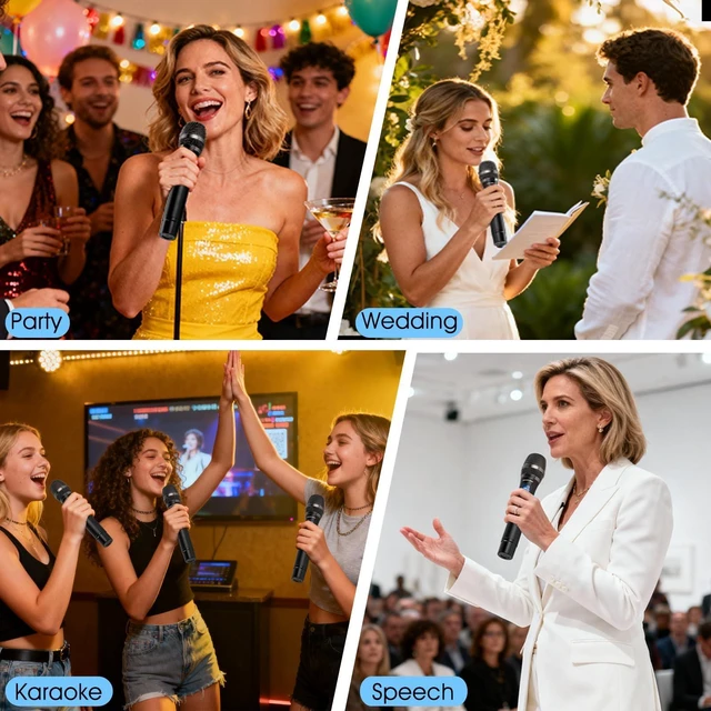 Alt view image 13 of 14 - Wireless Microphone with AI Auto Match Channel, Professional Updated 2.4GHz Rechargeable 2 Pcs Microphones with 300 FT Extra Long Distance Stable Receiving for Karaoke Singing DJ Church Classroom
