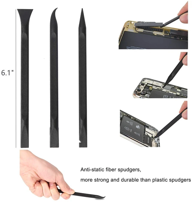 Alt view image 11 of 14 - Professional Electronics Opening Pry Tool Repair Kit with Metal Spudger Non-Abrasive Nylon Spudgers and Anti-Static Tweezers for Cellphone iPhone Laptops Tablets and More, 20 Piece