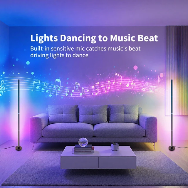 Alt view image 11 of 14 - Corner Floor Lamp, Smart RGB LED Corner Lamp with App and Remote Control, 16 Million Colors & 68+ Scene, Music Sync, Timer Setting, Ideal Standing Lamp for Living Rooms,Bedrooms,Gaming Rooms