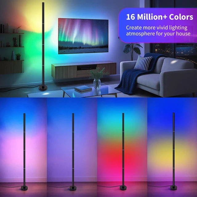 Alt view image 13 of 14 - Corner Floor Lamp, Smart RGB LED Corner Lamp with App and Remote Control, 16 Million Colors & 68+ Scene, Music Sync, Timer Setting, Ideal Standing Lamp for Living Rooms,Bedrooms,Gaming Rooms