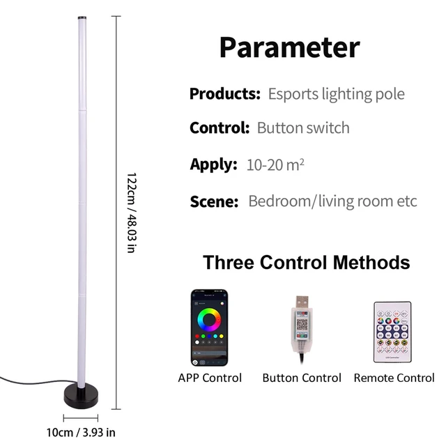 Alt view image 14 of 14 - Corner Floor Lamp, Smart RGB LED Corner Lamp with App and Remote Control, 16 Million Colors & 68+ Scene, Music Sync, Timer Setting, Ideal Standing Lamp for Living Rooms,Bedrooms,Gaming Rooms