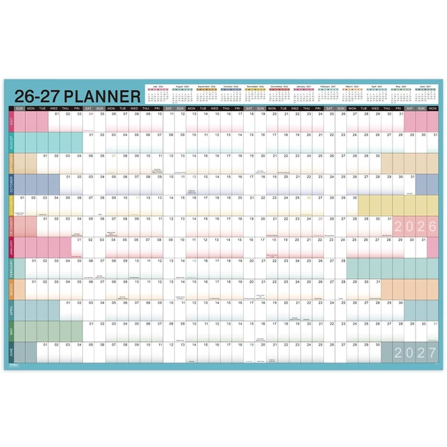 Alt view image 8 of 14 - 2026-2027 Yearly Wall Calendar - Calendar 2026-2027, Yearly Wall Calendar, July 2026 - June 2027, 23.1" x 34.6" (Open), Wall Calendar 12 Month, Julian Dates, Thick Paper, Round Stickers