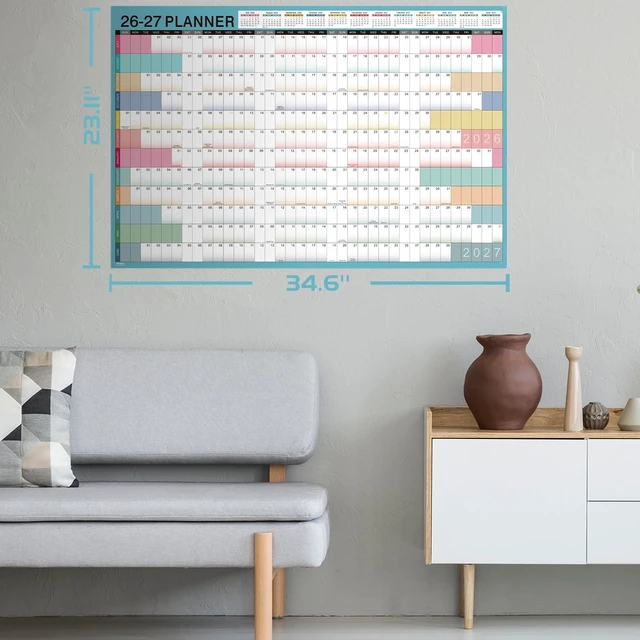 Alt view image 13 of 14 - 2026-2027 Yearly Wall Calendar - Calendar 2026-2027, Yearly Wall Calendar, July 2026 - June 2027, 23.1" x 34.6" (Open), Wall Calendar 12 Month, Julian Dates, Thick Paper, Round Stickers