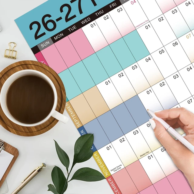 Alt view image 11 of 14 - 2026-2027 Yearly Wall Calendar - Calendar 2026-2027, Yearly Wall Calendar, July 2026 - June 2027, 23.1" x 34.6" (Open), Wall Calendar 12 Month, Julian Dates, Thick Paper, Round Stickers