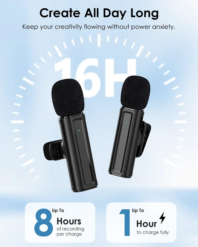Alt view image 12 of 14 - Wireless Mini Microphone for iPhone, iPad, Android, 2 Pack Lavalier Mic with 360° Rotatable Clip, Plug and Play Noise Reduction USB-C Mic for Video Recording YouTube TikTok Podcast Content Creators
