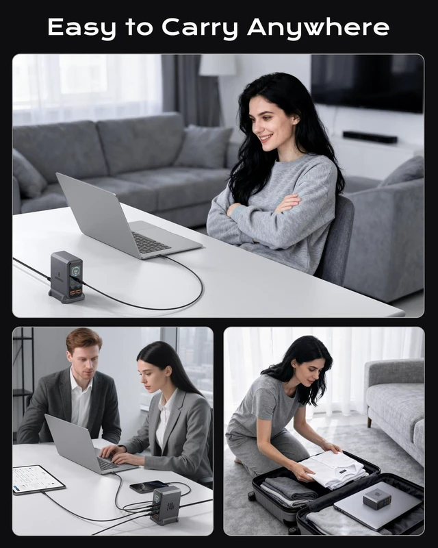 Alt view image 14 of 14 - 240W USB C Charger Block, 6 Ports USB Charging Station,GaN 140W PD3.1 Laptop Fast Charger Adapter Desktop Charger Station with LCD Display for MacBook HP iPad iPhone Samsung