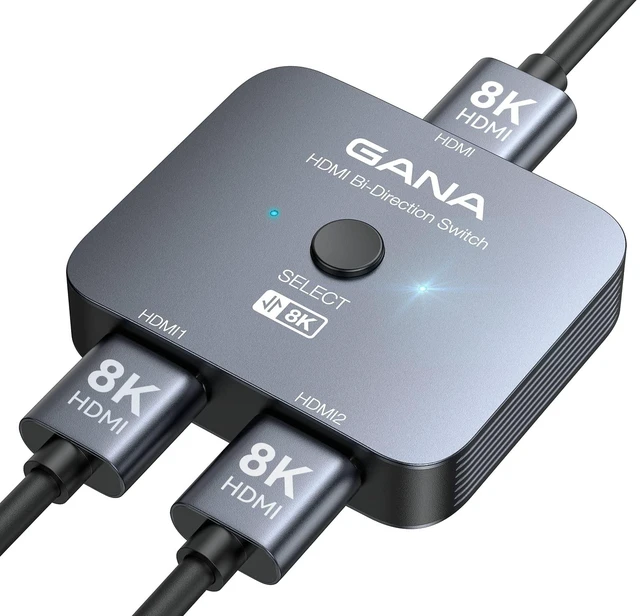 Alt view image 8 of 14 - HDMI 2.1 Switch, 8K HDMI Switcher Splitter Bi-Directional 2 in 1 Out, 4K@120Hz,8K@60Hz, 48Gbps Aluminum Ultra HD HDMI Hub Compatible with PS5/4,Xbox,Roku,Apple TV,Fire Stick
