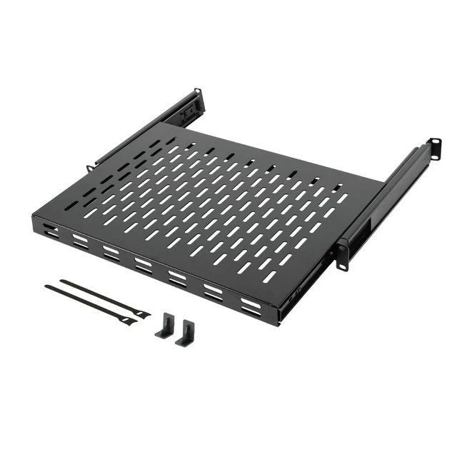 Alt view image 7 of 11 - 1U Sliding Rack Shelf,4-Post Vented Rack Mount Shelf,13.8in Deep with Adjustable Mounting Depth 13.8-19.7in,Supports to 110lbs,for 19 Inch AV/Network Equipment Rack,Unassembled,Black