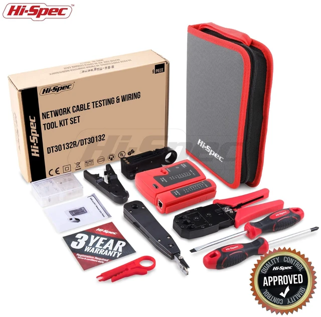 Alt view image 14 of 14 - 9pc Network Cable Tester Tool Kit Set for CAT5, CAT6, RJ11, RJ45. Ethernet LAN Crimper, Punchdown, Coax Stripper & More