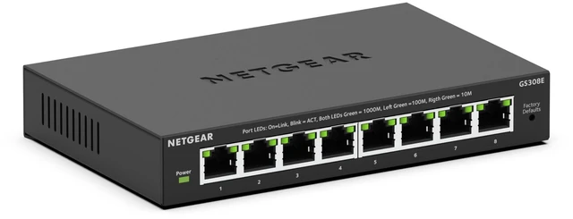 Alt view image 7 of 12 - 8-Port Gigabit Ethernet Easy Smart Managed Essentials Switch (GS308E) - Desktop or Wall Mount, Home Network Hub, Office Ethernet Splitter, Silent Operation