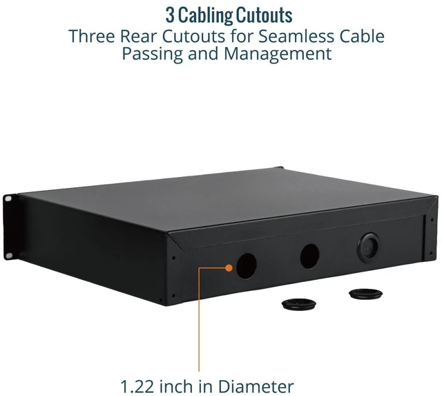 Alt view image 12 of 14 - 2U Rack Drawer,Rack Mount Drawer for 19in Network Equipment/Server/AV Rack or Cabinet Enclosure,Sliding and Lockable Server Rack Drawer - Load-Bearing 44lb (20kg),with Cable Management Holes