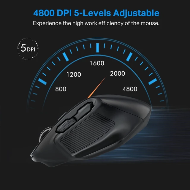 Alt view image 12 of 14 - Large Wireless Mouse for Big Hands, 6 Buttons, 5-Level 4800 DPI | X-31 2.4GHz Cordless Ergonomic Computer Mouse, Full Sized USB Optical Mouse for Laptop, Windows, PC, Chromebook