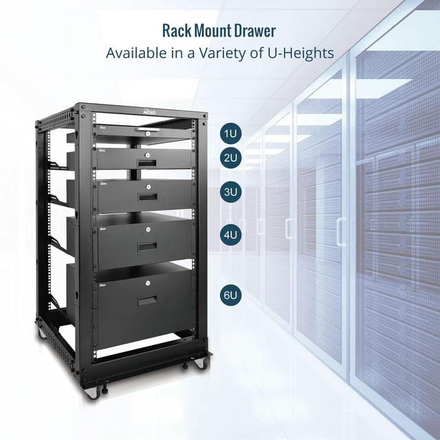 Alt view image 13 of 14 - 2U Rack Drawer,Rack Mount Drawer for 19in Network Equipment/Server/AV Rack or Cabinet Enclosure,Sliding and Lockable Server Rack Drawer - Load-Bearing 44lb (20kg),with Cable Management Holes