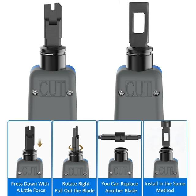 Alt view image 12 of 14 - Punch Down Impact Tool with 110 and 66 Blades, Network Wire Cable Cat6/Cat5e Telephone Impact Terminal Insertion Tools