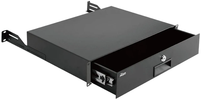 Alt view image 8 of 14 - 2U Rack Drawer,Rack Mount Drawer for 19in Network Equipment/Server/AV Rack or Cabinet Enclosure,Sliding and Lockable Server Rack Drawer - Load-Bearing 44lb (20kg),with Cable Management Holes