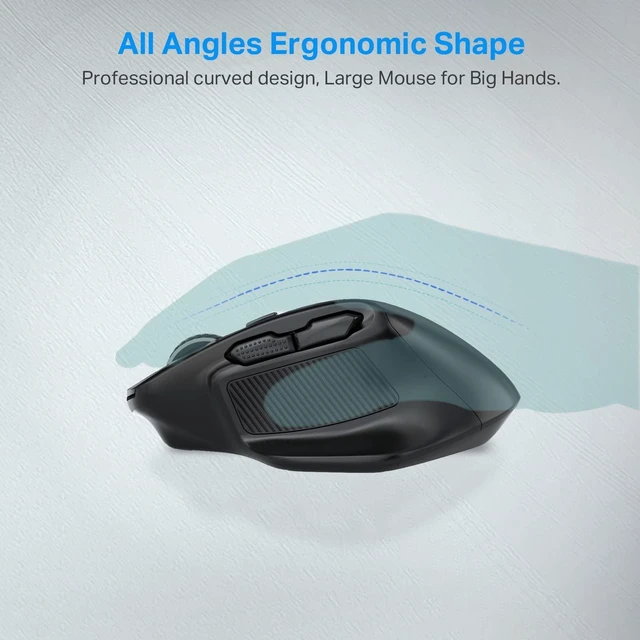 Alt view image 10 of 14 - Large Wireless Mouse for Big Hands, 6 Buttons, 5-Level 4800 DPI | X-31 2.4GHz Cordless Ergonomic Computer Mouse, Full Sized USB Optical Mouse for Laptop, Windows, PC, Chromebook