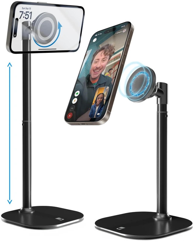 Alt view image 7 of 12 - MagStand, Adjustable Magnetic iPhone Stand for Desk & Phone Holder for Video Recording, Compatible with MagSafe, Stand for iPhone 17 Pro Max, 16/15/14/13/12, Small Mag Safe Tripod (Black)
