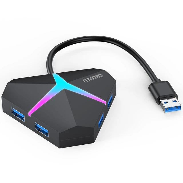Alt view image 8 of 14 - Multi USB Port Hub, 5Gbps High Speed Data Transfer USB 3.0 Multiport Adapter Expander 4 Port, Extra USB Ports Extender for Laptop Mac Computer PC Desktop PS5