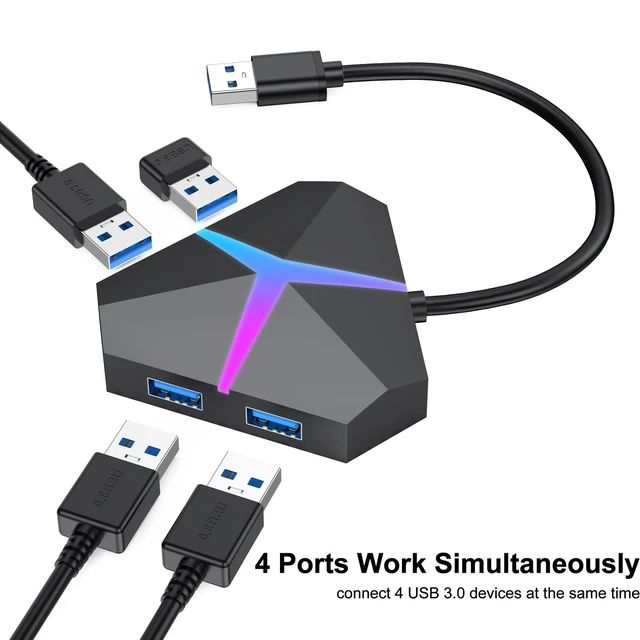 Alt view image 10 of 14 - Multi USB Port Hub, 5Gbps High Speed Data Transfer USB 3.0 Multiport Adapter Expander 4 Port, Extra USB Ports Extender for Laptop Mac Computer PC Desktop PS5