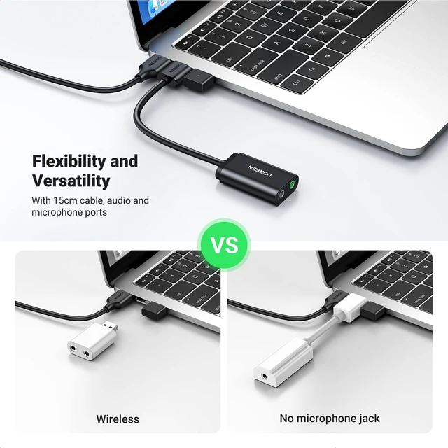Alt view image 13 of 14 - USB to Audio Jack Sound Card Adapter with Dual TRS 3-Pole 3.5mm Headphone and Microphone USB to Aux 3.5mm External Audio Converter for Windows Mac Linux PC Laptops Desktops PS5 Switch 2