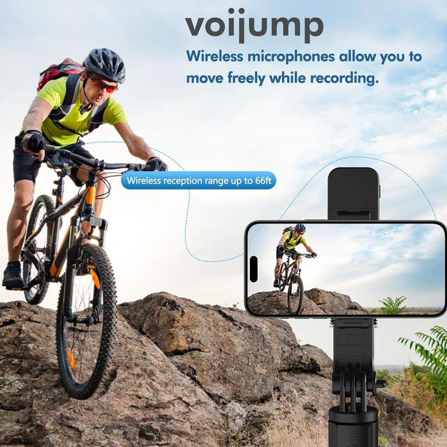Alt view image 7 of 7 - Wireless Lavalier Microphone Mini Lapel Mic with USB-C + Lightning Adapters 48kHz/24-bit Omnidirectional Audio 2.4GHz Transmission 66ft Range For iPhone/iPad Video Recording