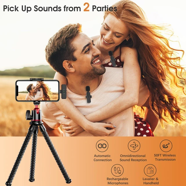 Alt view image 13 of 14 - Wireless Lavalier Microphone for iPhone, iPad, Android - Bluetooth Lapel Phone Mic for Video Recording - Mini Clip on Microphones for YouTube Podcast Interview(2-in-1 Port)