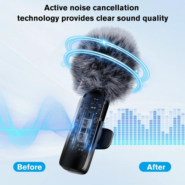 Alt view image 3 of 7 - Wireless Lavalier Microphone Mini Lapel Mic with USB-C + Lightning Adapters 48kHz/24-bit Omnidirectional Audio 2.4GHz Transmission 66ft Range For iPhone/iPad Video Recording