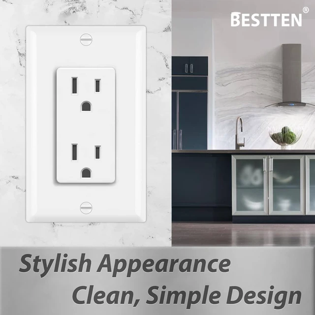 Alt view image 11 of 13 - 30 Pack 15 Amp Receptalce Outlet with Wall Plate, UL Listed, White | Standard Electrical Wall Outlet, Non-Tamper-Resistant Decorator Receptacle, 15A/125V/1875W, for Home and Office Use