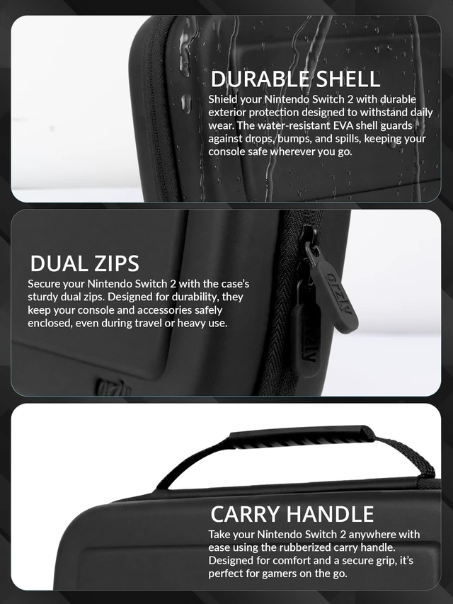 Alt view image 11 of 14 - Carrying Case for Nintendo Switch 2 2025 Console with Screen Padding | Switch 2 Latest 2025/2026 Case Soft Microfiber interior game card microSD storage JoyCon and accessory pockets GIFT BOXED