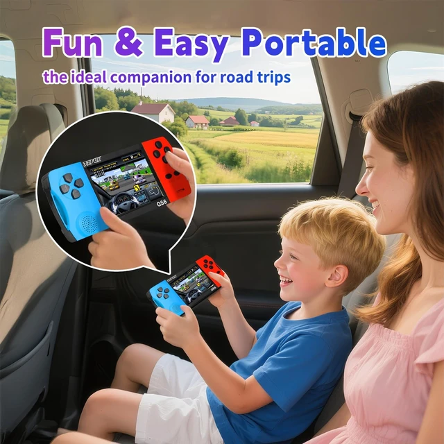 Alt view image 12 of 14 - Handheld Game for Kids with 3.5" IPS Large Screen 216 Video Games | Built-in Games,No WiFi Needed,USB-C Recharge,6+Hrs Playtime,Arcade Electronic Toy,Xmas Present for Boys Girls 4-13,Blue+Red