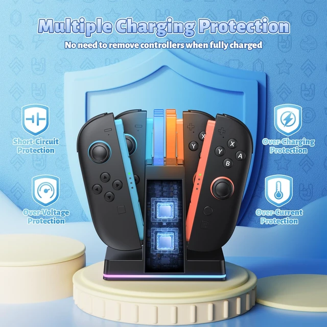 Alt view image 14 of 14 - Charging Dock for Nintendo Switch 2(2025) for Joy-Con 2, Dual-Direction Magnetic Fast Controller Charger Station with 9 RGB Light & Charging Cable for Joycon 2 Stand Accessories