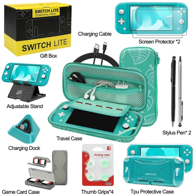 Alt view image 9 of 14 - Switch Lite Case 16-in-1 Accessories Bundle for Nintendo Switch Lite (2019) | Carrying Case,TPU Case Cover with Screen Protector,Charging Dock,Playstand,Game Card Case,USB Cable,Stylus,Thumb Grip Caps