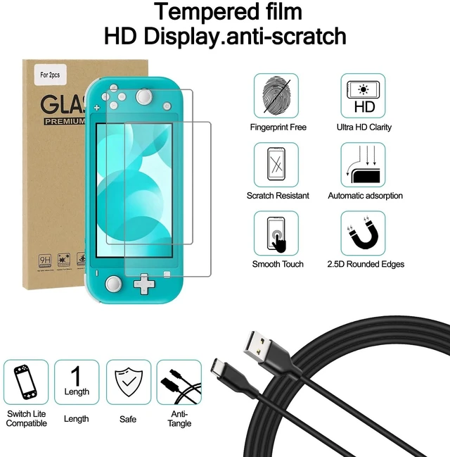 Alt view image 13 of 14 - Switch Lite Case 16-in-1 Accessories Bundle for Nintendo Switch Lite (2019) | Carrying Case,TPU Case Cover with Screen Protector,Charging Dock,Playstand,Game Card Case,USB Cable,Stylus,Thumb Grip Caps