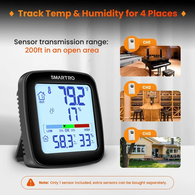 Alt view image 10 of 14 - SC92 Professional Digital Wireless Indoor Outdoor Thermometer | Hygrometer Room Humidity Gauge Temperature and Humidity Meter Pro Accuracy Calibration