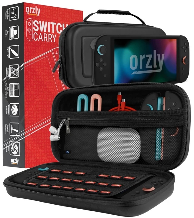 Alt view image 8 of 14 - Carrying Case for Nintendo Switch 2 2025 Console with Screen Padding | Switch 2 Latest 2025/2026 Case Soft Microfiber interior game card microSD storage JoyCon and accessory pockets GIFT BOXED