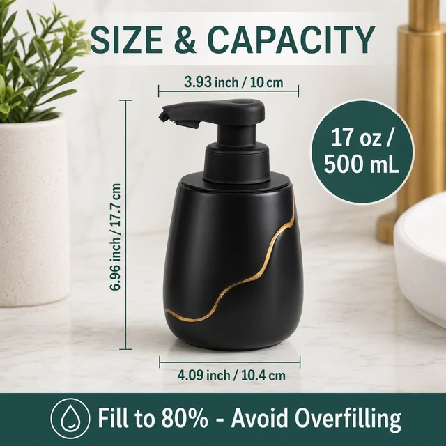 Alt view image 10 of 14 - Rechargeable Auto Touchless Liquid Soap Dispenser 17oz Ceramic | With Elegant Golden Curved Line.With Waterproof Pump,Touch-Free Sensing.17oz Dish Soap For Kitchen And BathroomBlack