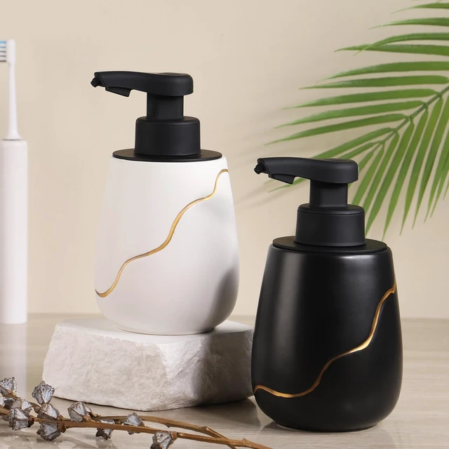 Alt view image 13 of 14 - Rechargeable Auto Touchless Liquid Soap Dispenser 17oz Ceramic | With Elegant Golden Curved Line.With Waterproof Pump,Touch-Free Sensing.17oz Dish Soap For Kitchen And BathroomBlack