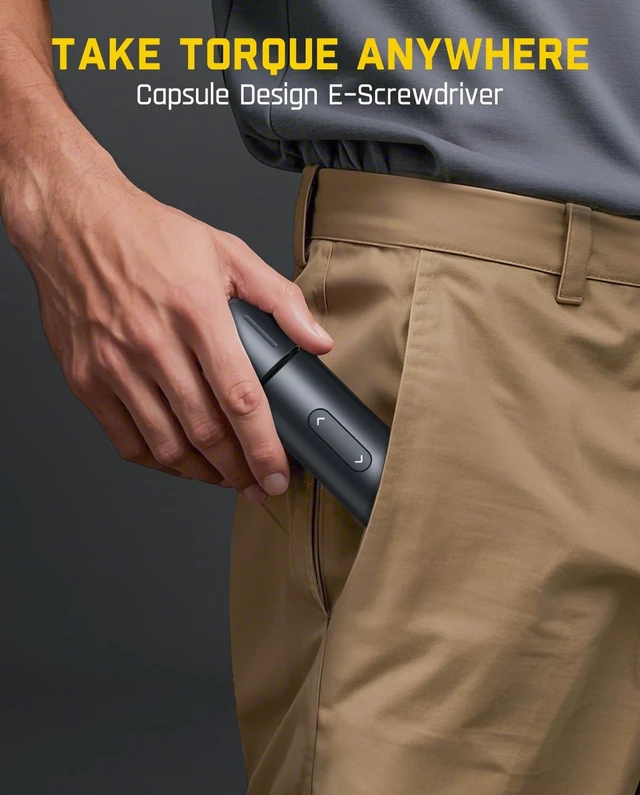 Alt view image 9 of 14 - S1 Capsule Cordless Screwdriver, Electric Screwdriver(Grey) | Max 5 N.m, 320 RPM Motor, 5 Pcs Double-Ended Bits, Compact Design, LED Light, 1/4''Hex, Idea Tool for Furniture, Appliances