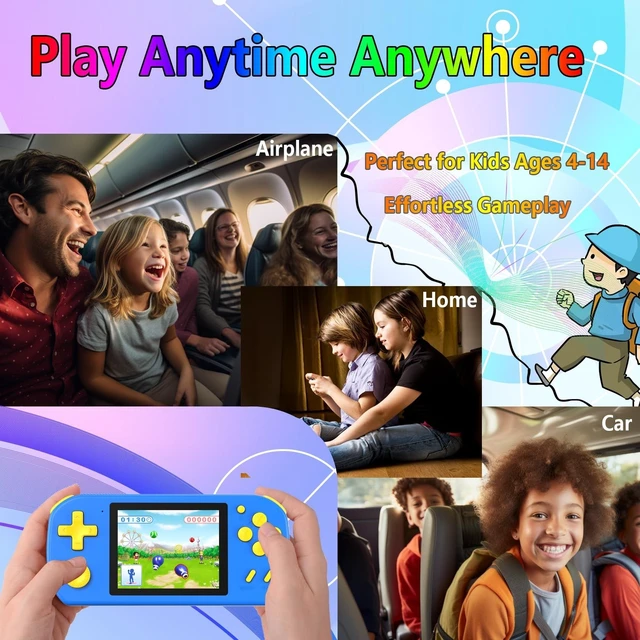 Alt view image 12 of 14 - Handheld Games for Kids Preloaded 218 Video Games,Mini Toy for Age 5-7,8-13, 3.0"Screen,5+Hrs Play,USB,Retro Portable Travel Toy for Airplane Car Road Trip,Electronic Toy Birthday Gifts for Boys Girls