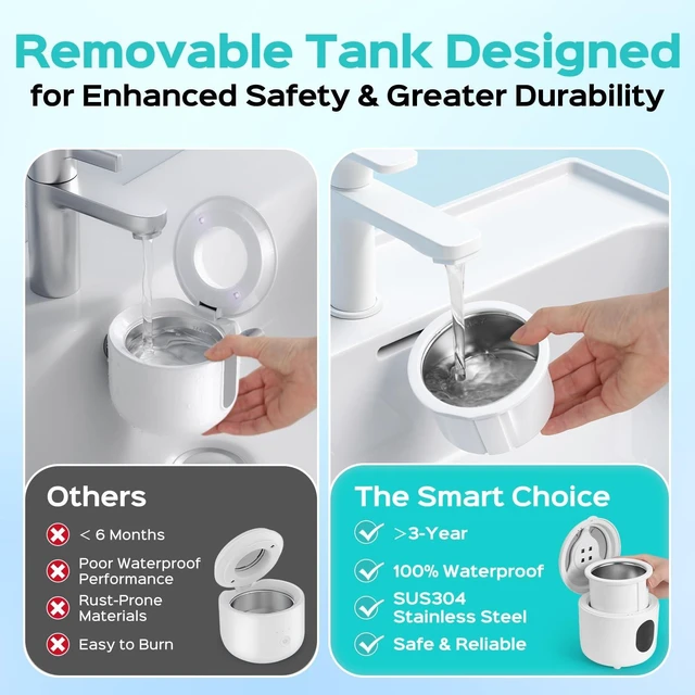Alt view image 9 of 14 - C60 Ultrasonic Retainer Cleaner Machine, 45kHz Cleaning Pod, White | Professional for Dentures, Mouth Guards, Aligners & Braces Deep Cleaning, Upgraded Removable Tank, Durable for Home Use