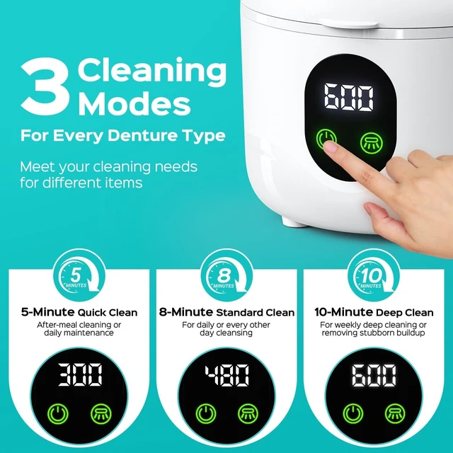Alt view image 13 of 14 - C60 Ultrasonic Retainer Cleaner Machine, 45kHz Cleaning Pod, White | Professional for Dentures, Mouth Guards, Aligners & Braces Deep Cleaning, Upgraded Removable Tank, Durable for Home Use