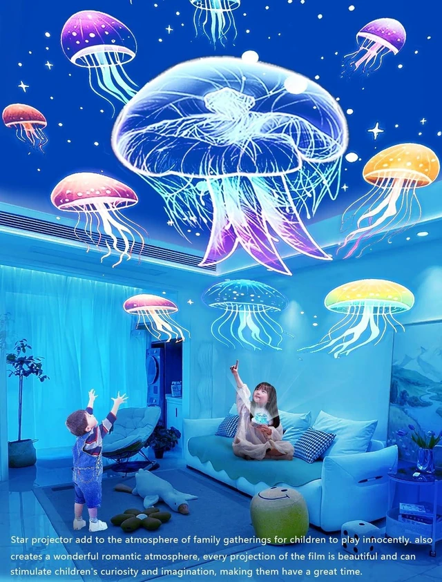 Alt view image 12 of 14 - Projector Night Light for Kids + 21 Sets of Films, Night Light Projector for Bedroom, Ceiling, Kids Star Galaxy Projector with 360° Rotation for Baby Girl Boy, Birthday, Christmas, Nursery, Room Decor