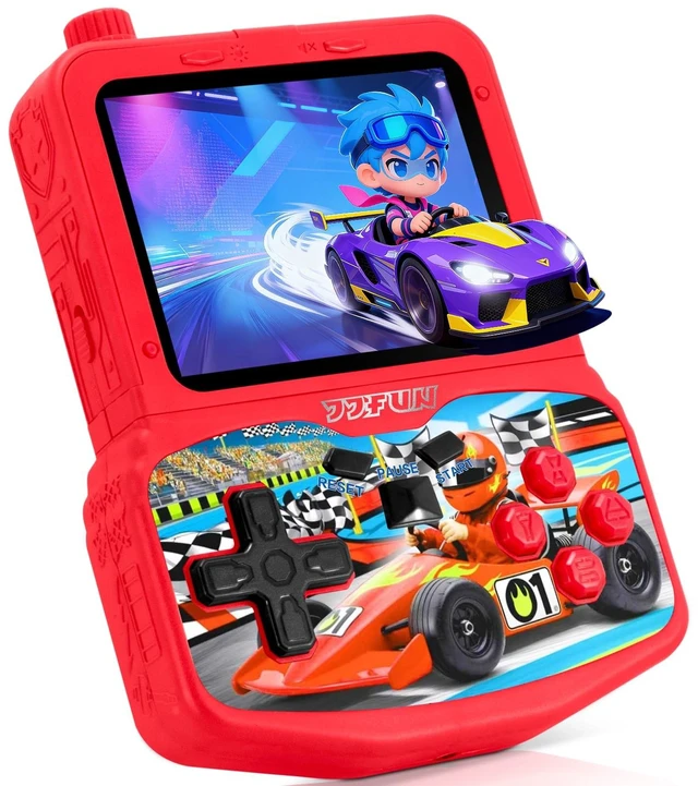 Alt view image 8 of 14 - Kids Handheld Game Console with 220 Preloaded Retro Video Games, 3.5'' IPS Screen Adjustable Brightness & Volume, Portable Hand Held Game Player Toy for Travel, Ideal Christmas RED