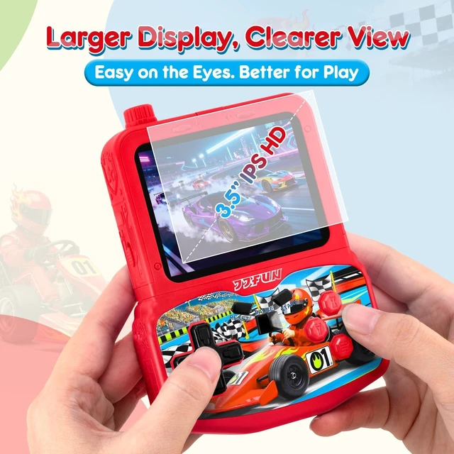 Alt view image 10 of 14 - Kids Handheld Game Console with 220 Preloaded Retro Video Games, 3.5'' IPS Screen Adjustable Brightness & Volume, Portable Hand Held Game Player Toy for Travel, Ideal Christmas RED