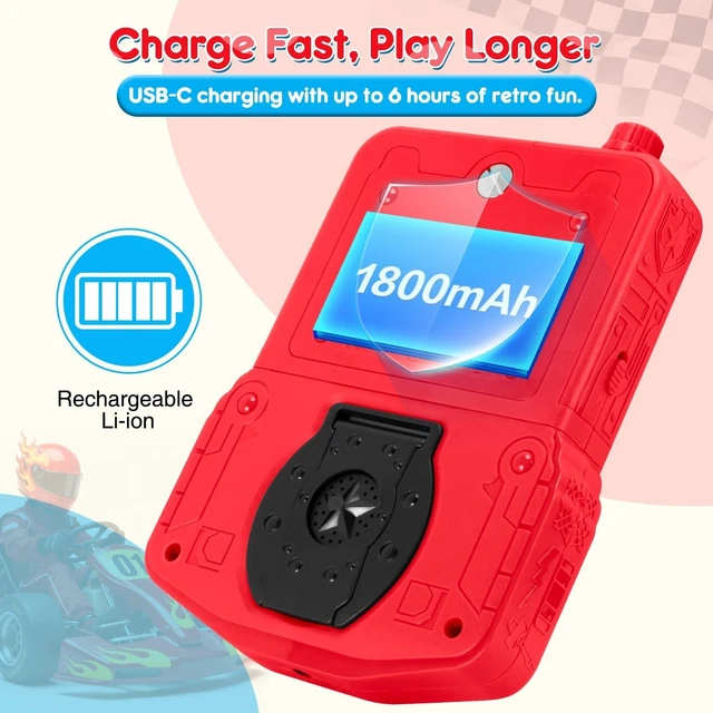 Alt view image 13 of 14 - Kids Handheld Game Console with 220 Preloaded Retro Video Games, 3.5'' IPS Screen Adjustable Brightness & Volume, Portable Hand Held Game Player Toy for Travel, Ideal Christmas RED
