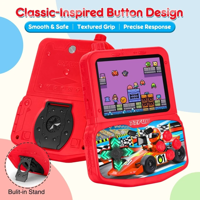 Alt view image 14 of 14 - Kids Handheld Game Console with 220 Preloaded Retro Video Games, 3.5'' IPS Screen Adjustable Brightness & Volume, Portable Hand Held Game Player Toy for Travel, Ideal Christmas RED