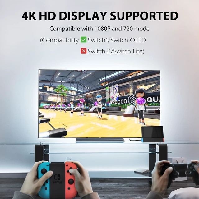 Alt view image 11 of 12 - TV Dock Station for Nintendo Switch/Switch OLED | 4K@60Hz HDMI, 100W PD Fast Charging, 2 USB-A Ports, Charge While Playing, TV/Tabletop Mode Button